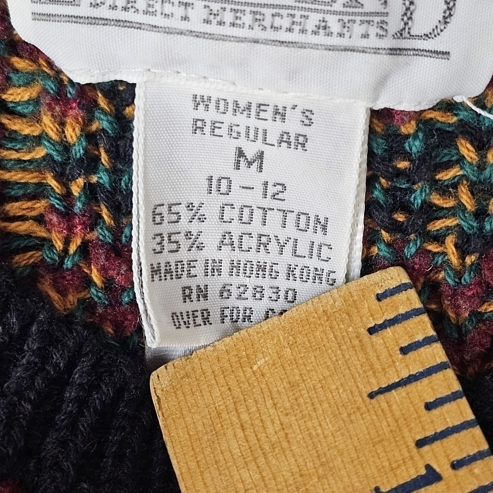 Lands End Sweater womens Medium 80s 90s oversized warm Knit grandma print - Picture 4 of 11